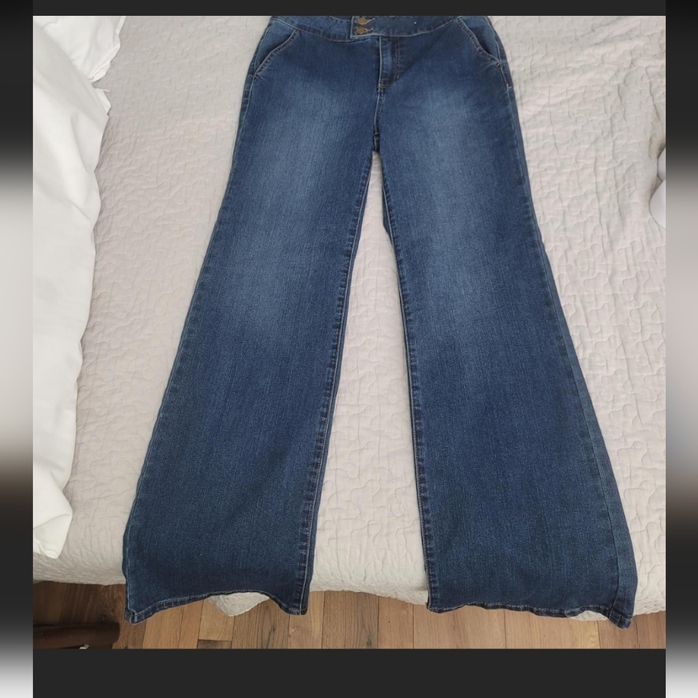 d. jeans Dark Blue Women's Wide Leg Jeans - Picture 2 of 5